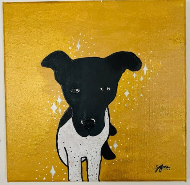 Guante painting on gold background